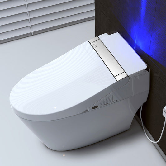 WOODBRIDGE B0960S Auto Flush, Auto Open & Auto Close, 1.28 GPF Single Flush Toilet with Intelligent Smart Bidet Seat and Wireless Remote Control, Chair Height