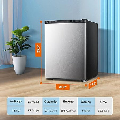 Free Standing Upright Freezer with Removable Shelf, Adjustable Thermostat, Compact Reversible Single Door Vertical Freezers