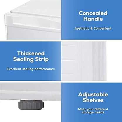 Free Standing Upright Freezer with Removable Shelf, Adjustable Thermostat, Compact Reversible Single Door Vertical Freezers