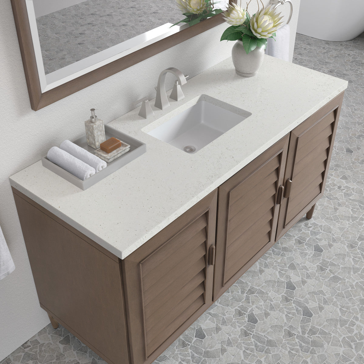 Portland 60" Single Vanity Cabinet, Whitewashed Walnut