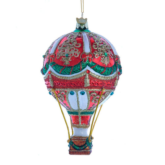 Decorative hot air balloon ornament with intricate designs on a white background