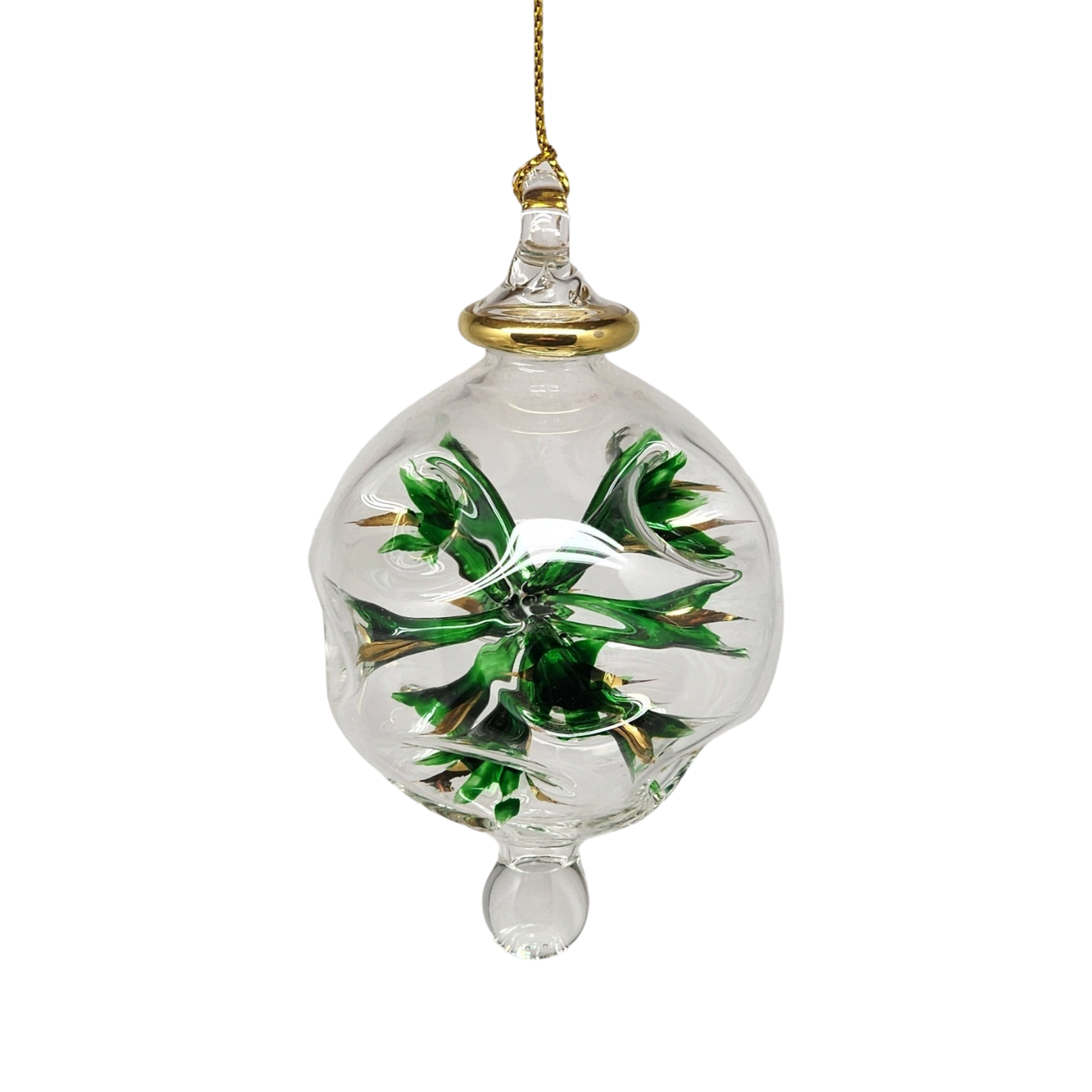 Blown Glass Pierced Starburst Ornament - Green