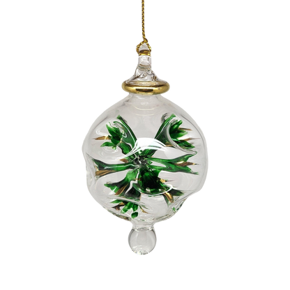 Blown Glass Pierced Starburst Ornament - Green