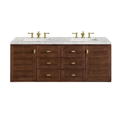 Amberly 60" Double Vanity Cabinet, Mid-Century Walnut