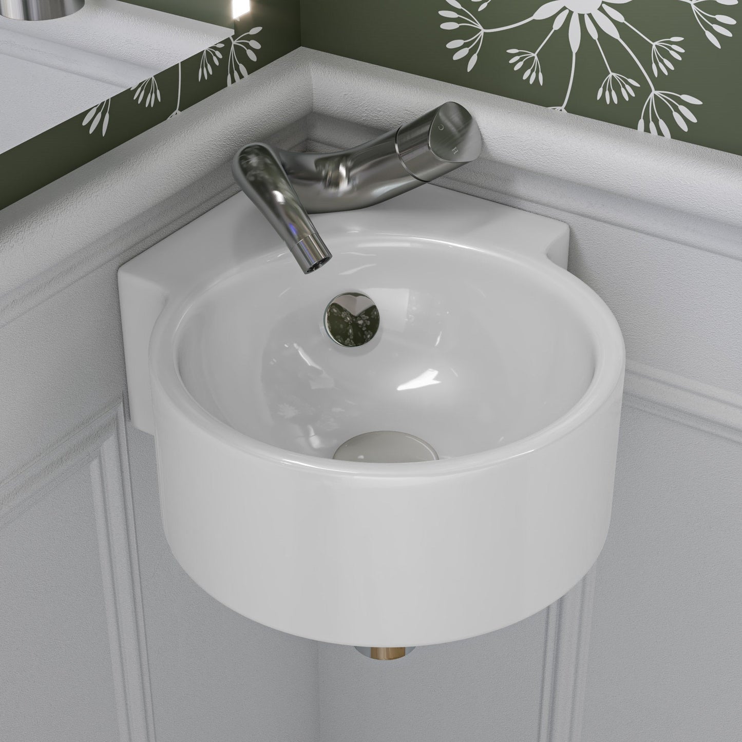 ALFI brand AB8056 Ceramic Mushroom Top Pop Up Drain for Sinks with Overflow
