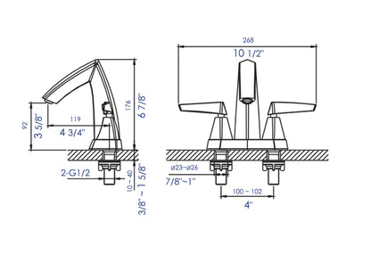 ALFI brand AB1003 Two-Handle 4" Centerset Bathroom Faucet