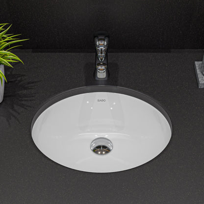 EAGO BC224 White Ceramic 18"x15" Undermount Oval Bathroom Sink