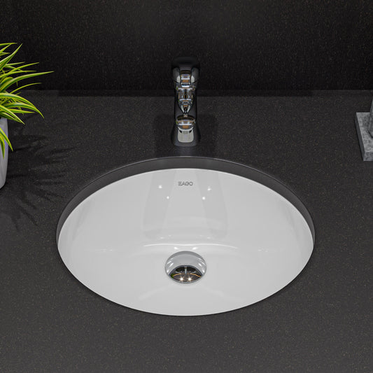 EAGO BC224 White Ceramic 18"x15" Undermount Oval Bathroom Sink
