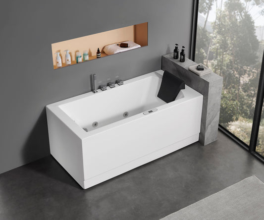 EAGO AM154ETL-L5 5 ft Acrylic White Rectangular Whirlpool Bathtub w Fixtures