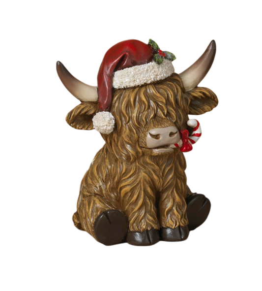 Holiday Highland Cow - Santa Hat