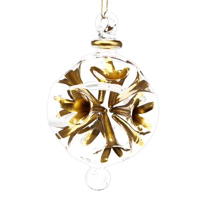 Pierced 3" Glass Ball - Gold