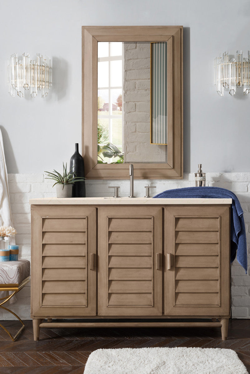 Portland 48" Single Vanity Cabinet, Whitewashed Walnut