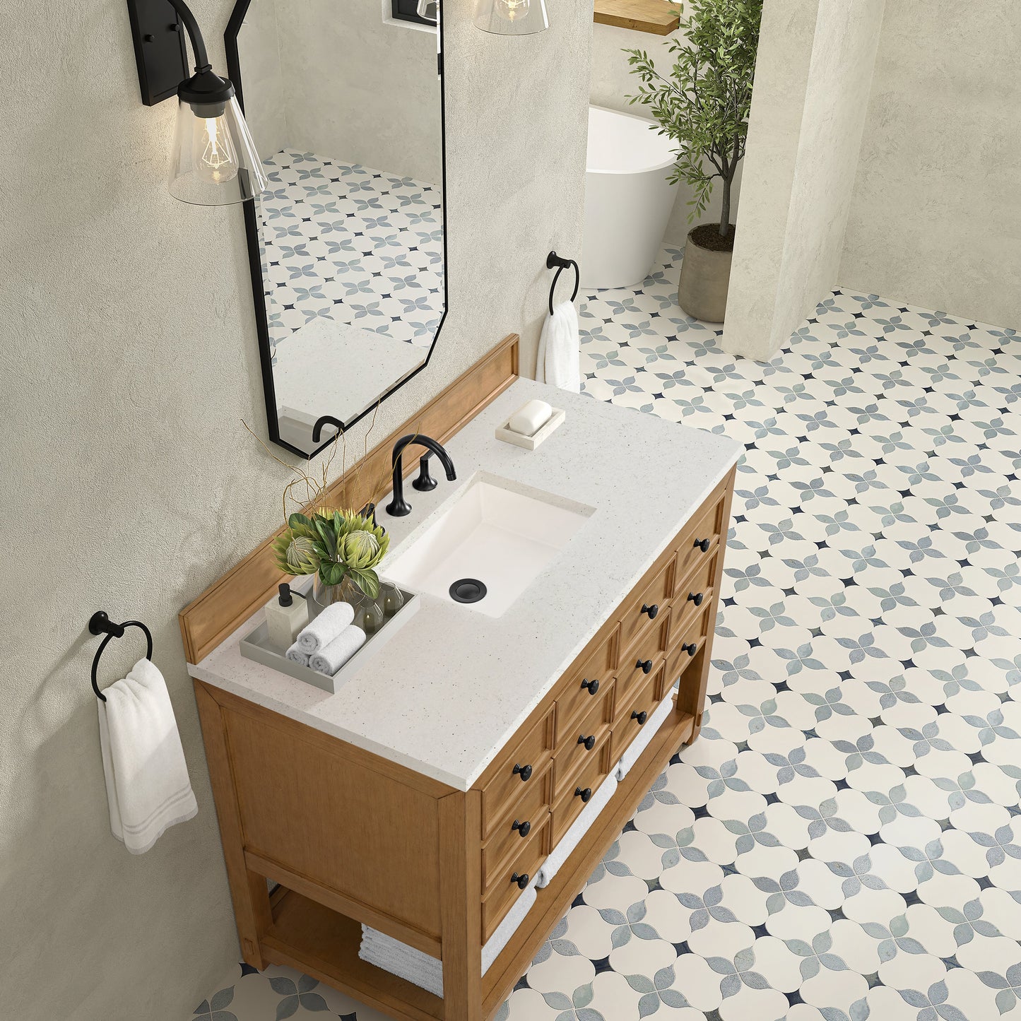 Malibu 48" Single Vanity, Amber Birch