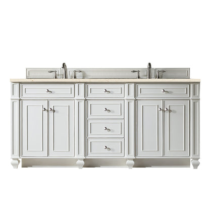 Bristol 72" Double Vanity Cabinet, Bright White