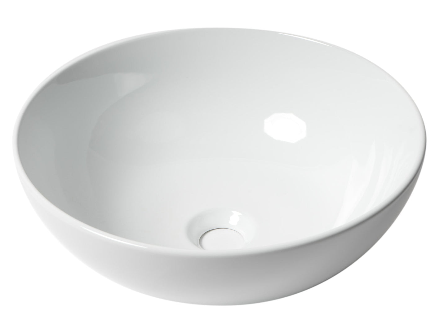 ALFI brand  ABC905 White 15" Round Vessel Bowl Above Mount Ceramic Sink