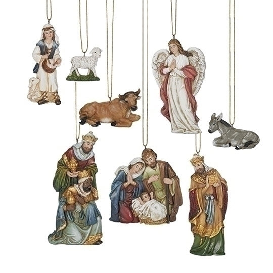 Hanging Ornament Nativity - 8 Piece Set