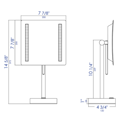 ALFI brand ABM8FLED Tabletop Square 8" 5x Magnifying Cosmetic Mirror with Light