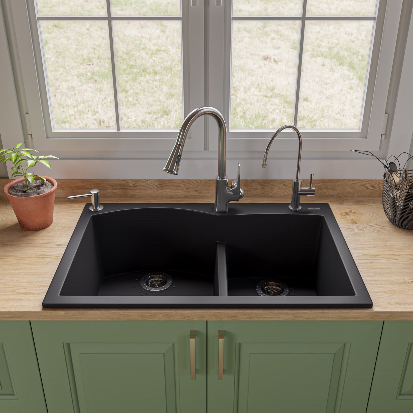 ALFI brand ABKF3889 Square Gooseneck Pull Down Kitchen Faucet