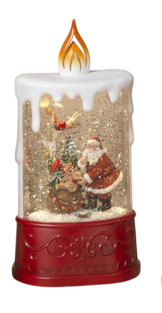 Christmas B/O Lighted Spinning Water Globe Candle