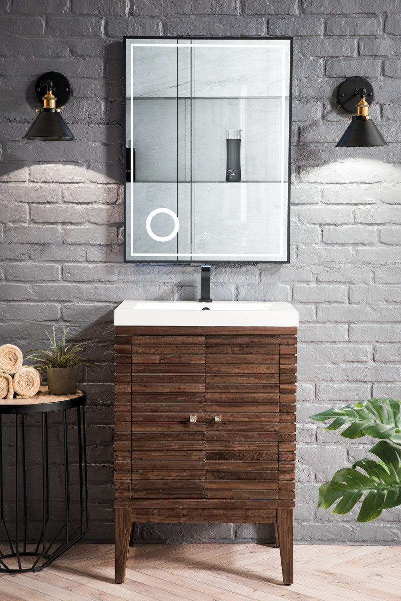 Linden 24" Single Vanity with White Glossy Composite Stone Top