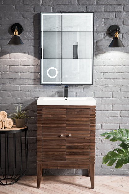 Linden 24" Single Vanity with White Glossy Composite Stone Top