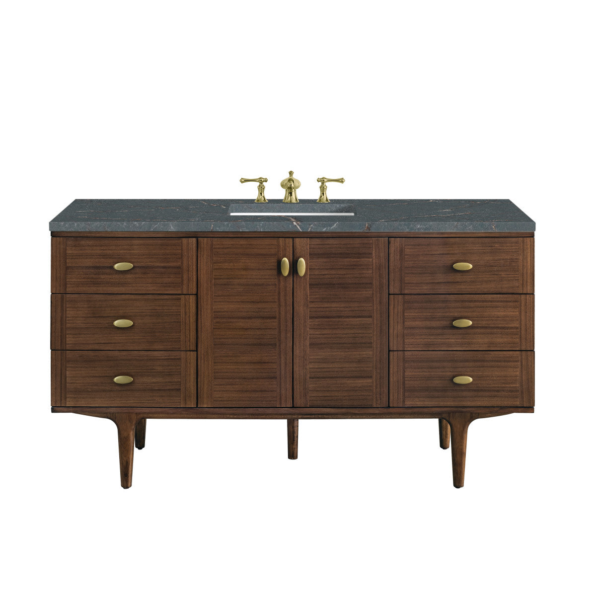 Amberly 60" Single Vanity Cabinet, Mid-Century Walnut