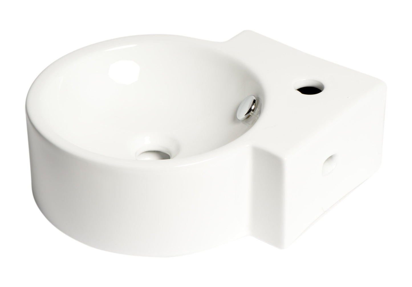 ALFI brand  ABC121 White 17" Tiny Corner Wall Mounted Ceramic Sink with Faucet Hole