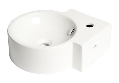 ALFI brand  ABC121 White 17" Tiny Corner Wall Mounted Ceramic Sink with Faucet Hole