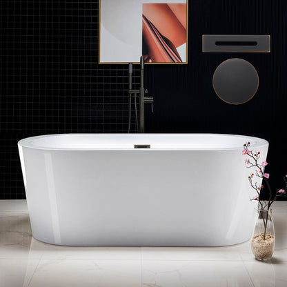 WOODBRIDGE 59" Acrylic Freestanding Bathtub Contemporary Soaking Tub