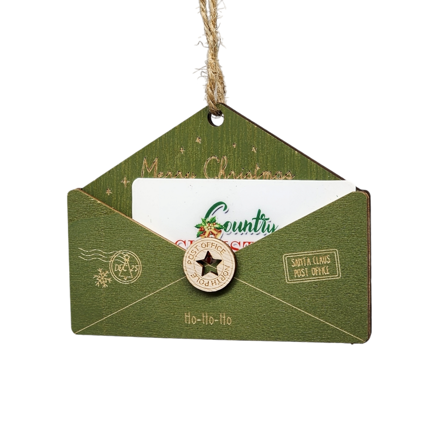 Wooden Letter to Santa Ornament - Green