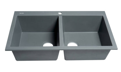 ALFI brand AB3420DI 34" Drop-In Double Bowl Granite Composite Kitchen Sink