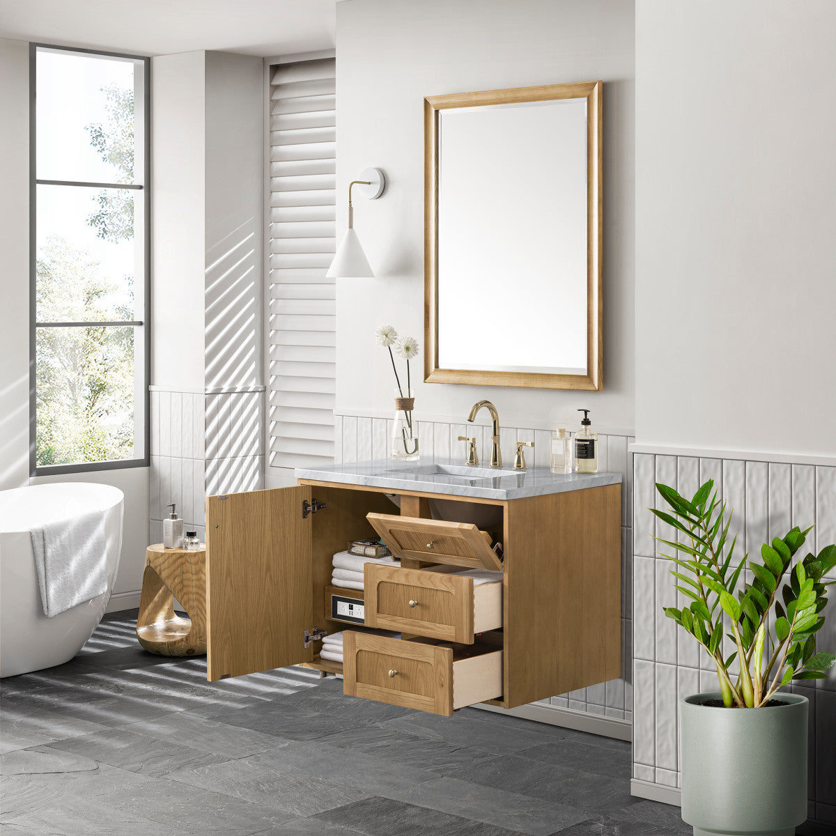 Laurent 36" Single Vanity Cabinet, Light Natural Oak