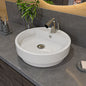 ALFI brand  ABC702 White 19" Round Semi Recessed Ceramic Sink with Faucet Hole