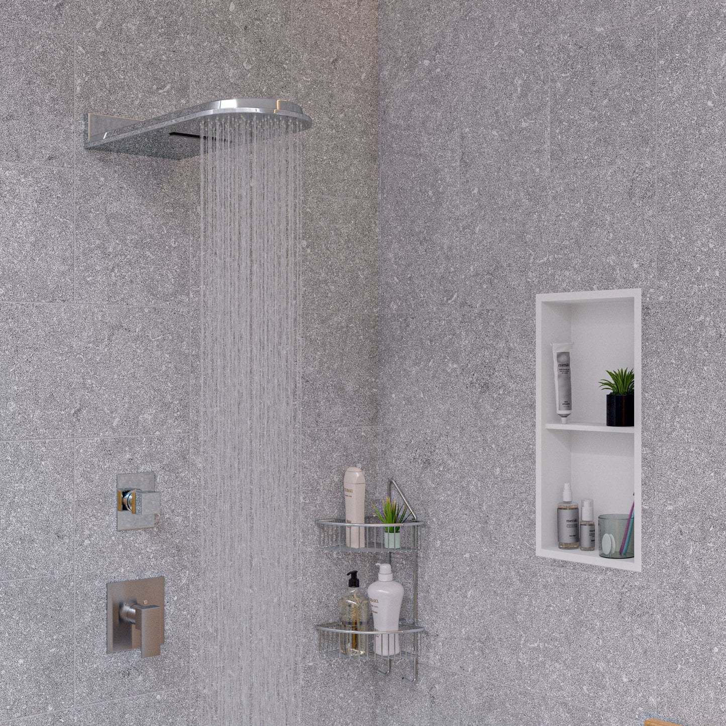 ALFI brand RAIN10RW 10" Wall-Mounted Square Waterfall Rain Shower Head
