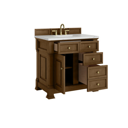 James Martin 547-V36 Brookfield 36” Single Vanity – Black Onyx / Honey Oak / Pearl Charcoal