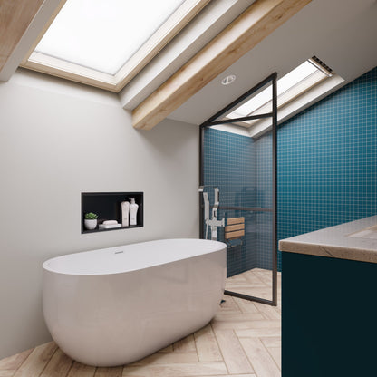 ALFI brand  AB8838 59 inch White Oval Acrylic Free Standing Soaking Bathtub