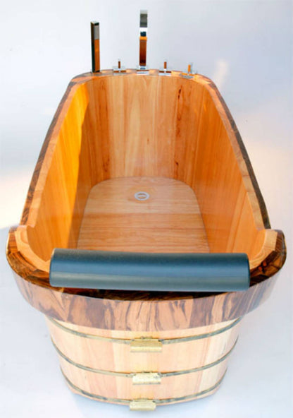 ALFI brand  AB1148 59" Free Standing Wooden Bathtub with Chrome Tub Filler