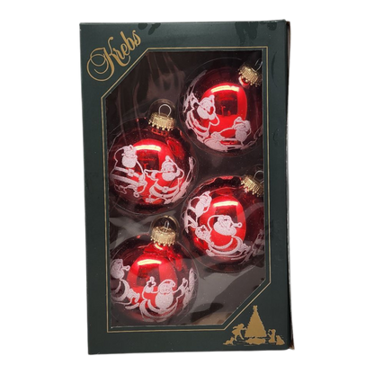 Krebs Value Glass Ornament 4 pack - Nostalgic Santa on Red