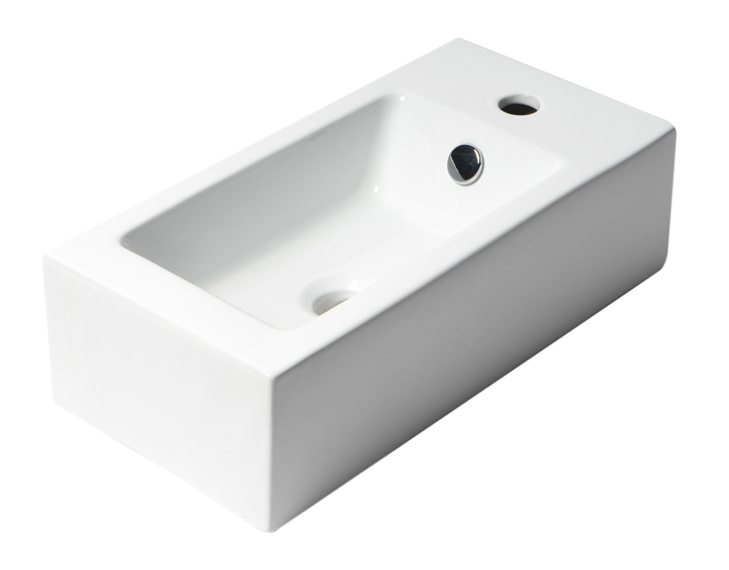 ALFI brand  ABC116 White 20" Small Rectangular Wall Mounted Ceramic Sink with Faucet Hole