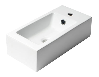 ALFI brand  ABC116 White 20" Small Rectangular Wall Mounted Ceramic Sink with Faucet Hole