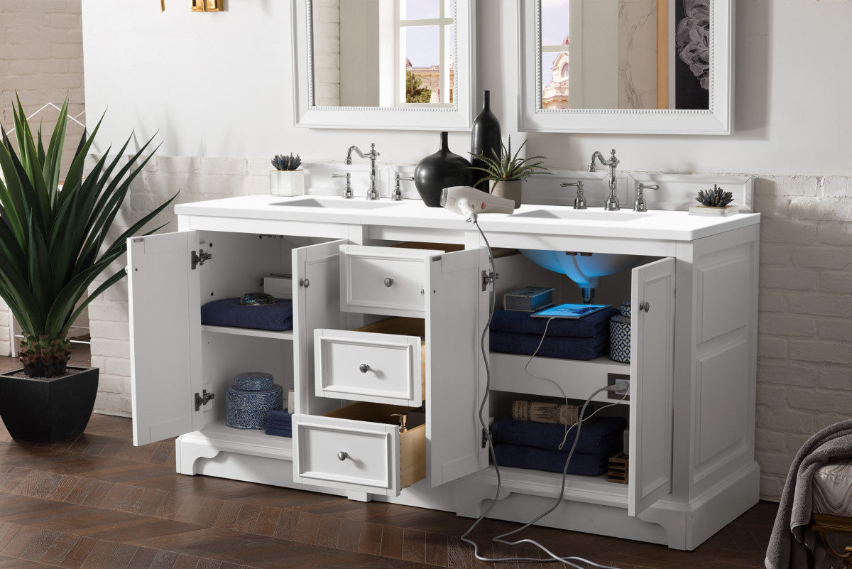 De Soto 72" Double Vanity Cabinet, Bright White
