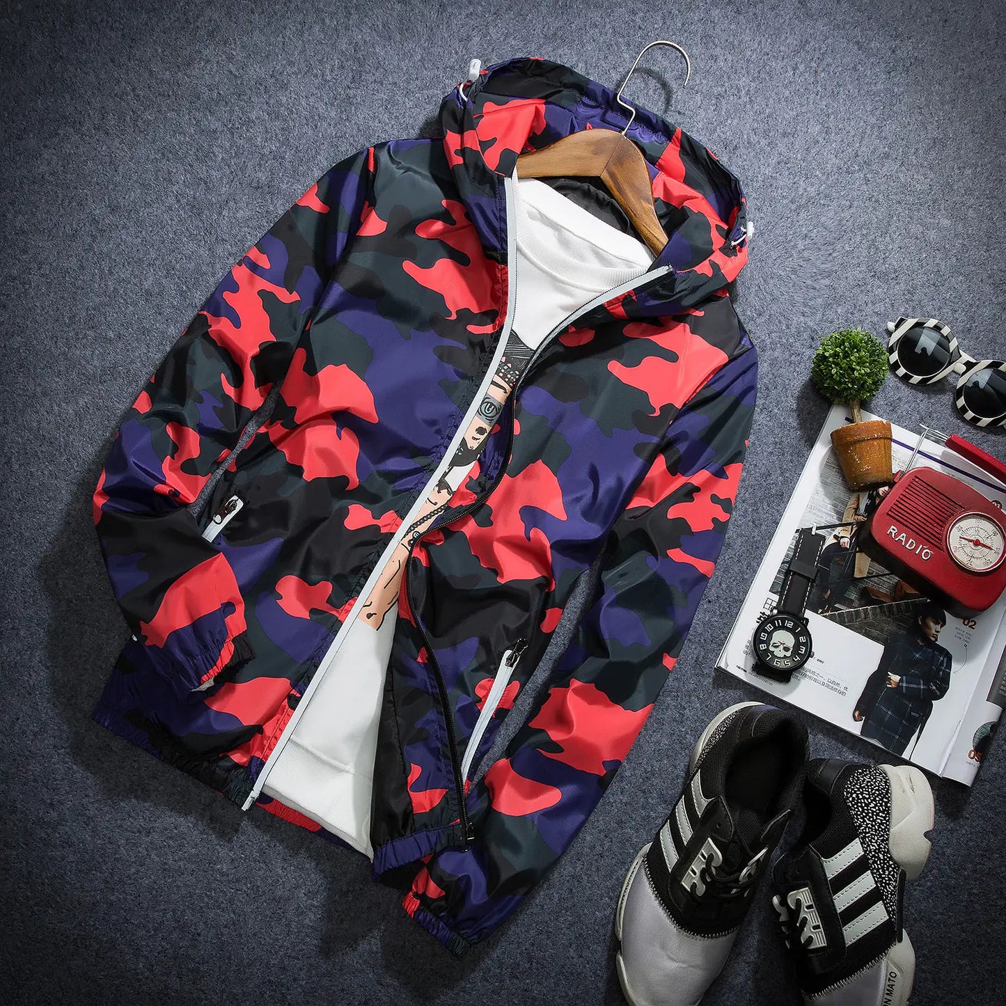 Youth Camouflage Hooded Jacket for Spring and Autumn