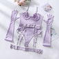 Women's Sexy One-Piece Bodysuit with Gloves and Bandage See-Through Mesh Suit