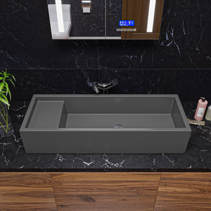 ALFI brand  AB39TRGM 39" Grey Matte Above Mount Fireclay Bathroom Trough Sink