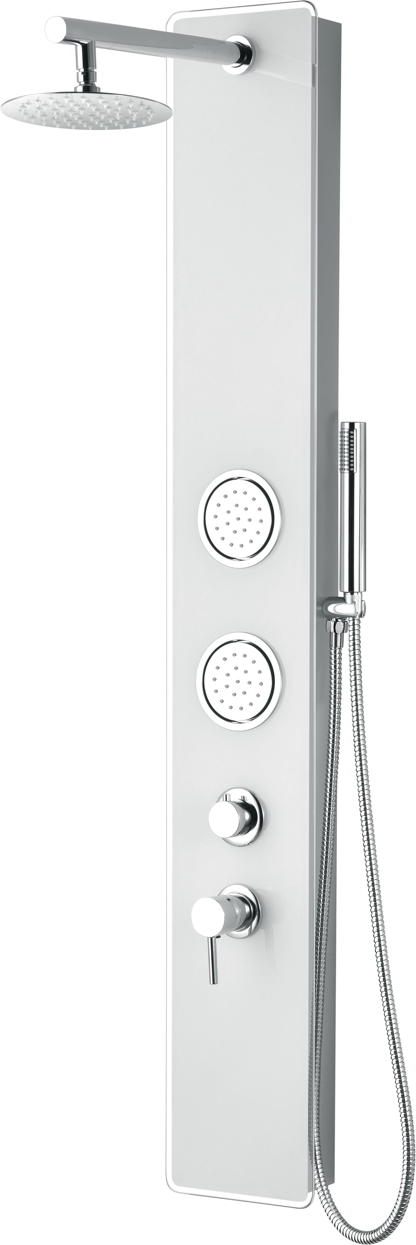 ALFI brand  ABSP50W White Glass Shower Panel with 2 Body Sprays and Rain Shower Head