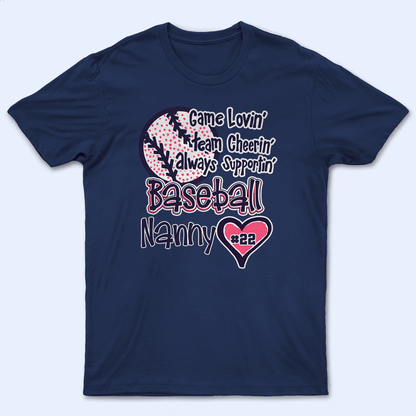 Game Lovin' Always Supportin' Polka Dots - Baseball/ Softball Cheers Personalized Custom T Shirt - Birthday, Loving, Funny Gift for Grandma/Nana/Mimi, Mom, Wife, Grandparent