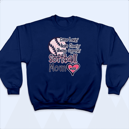 Game Lovin' Always Supportin' Polka Dots - Baseball/ Softball Cheers Personalized Custom T Shirt - Birthday, Loving, Funny Gift for Grandma/Nana/Mimi, Mom, Wife, Grandparent