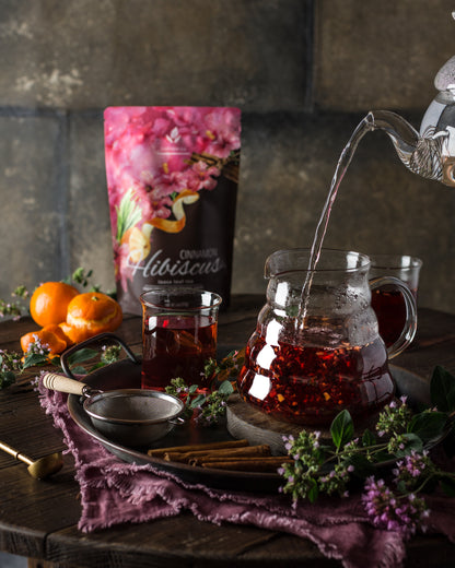 Cinnamon Hibiscus Loose Tea, Heart Health & Antioxidant Rich - Caffeine Free - 55+ Cups - USDA Organic & Kosher - 4 oz (113g)