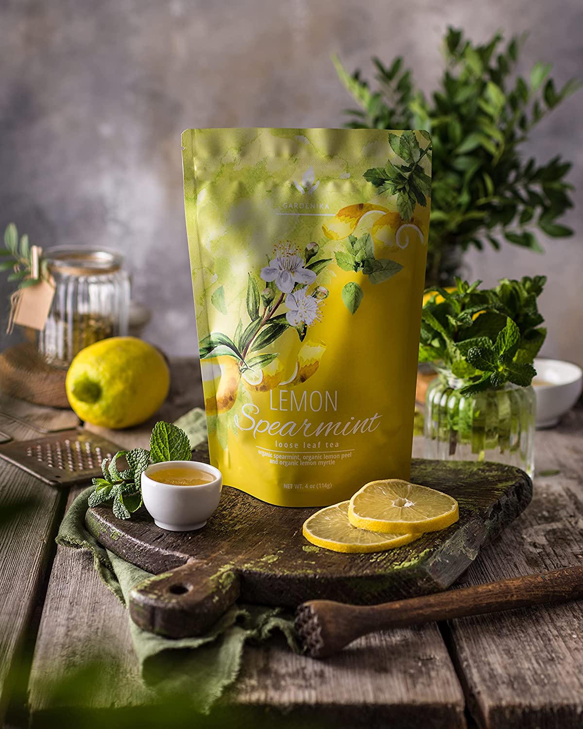 Gardenika Lemon Spearmint Tea, Loose Leaf, USDA Organic, Kosher, Caffeine Free – 4 Oz (113g)