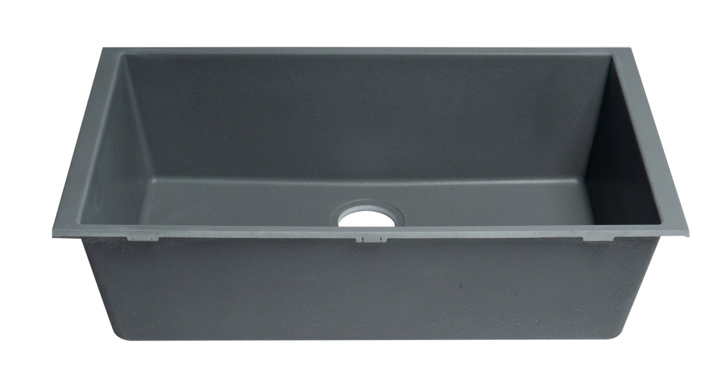 ALFI brand AB3322UM 33" Single Bowl Undermount Granite Composite Kitchen Sink
